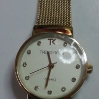 Моден дизайнерски часовник за Дами   TRENDY KISS  / Montre Kirsten / Famme Champagne и подарък Гривн, снимка 2 - Дамски - 28547529