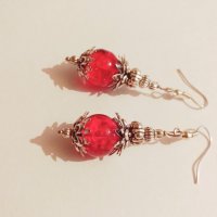 Разкошни Викториански обеци в сребърно и рубинено червено ❤️, снимка 5 - Обеци - 27248681