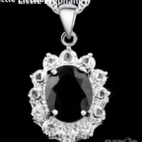 Сребърно колие с ланче,с кристали,black/нови, снимка 1 - Колиета, медальони, синджири - 37963849