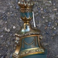 Настолна лампа с бронзов обков и плафон от кожа, снимка 7 - Антикварни и старинни предмети - 43667213
