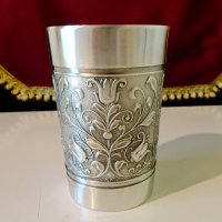 Халба,чаша от калай,цветя. , снимка 3 - Антикварни и старинни предмети - 33268523
