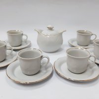 6 Чаши за кафе с чинийки + захарница(12.2), снимка 1 - Сервизи - 43580187