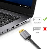 POSUGEAR DisplayPort към DisplayPort мъжки към мъжки, 2 метра,  найлонов плетен, 4K 2160p/ HD 1080p/, снимка 5 - Кабели и адаптери - 39260728