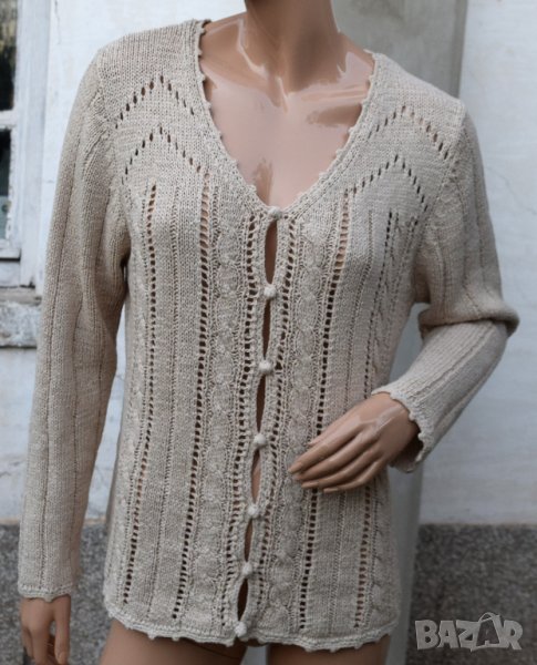 Дамска жилетка бежова плетена, снимка 1