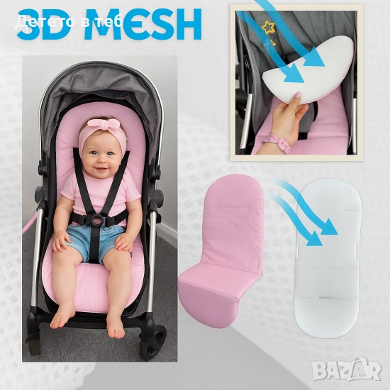 Постелка против изпотяване Лукс 3д меш Розова, снимка 1