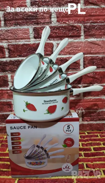 Комплект дебелостенни емайлирани дълбоки кацероли от 5 броя Немско качество, снимка 1