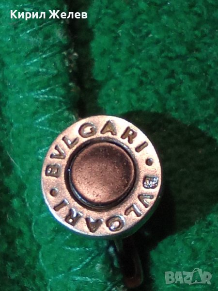 BVLGARI Маркова БУТИКОВА ЕМАЙЛИРАНА СРЕБЪРНА ОБЕЦА СРЕБРО 925 с БЯЛА ПОЗЛАТА - БУЛГАРИ 40029, снимка 1