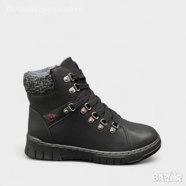 Топли дамски боти с цип и връзки. , снимка 1