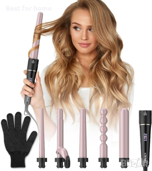CITHOT Маша 5 в 1 за големи и малки къдрици,Комплект маши 09-32 mm с различни приставки, снимка 1