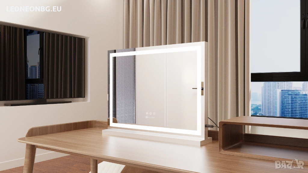 Огледало за грим с LED осветление и димиране, снимка 1