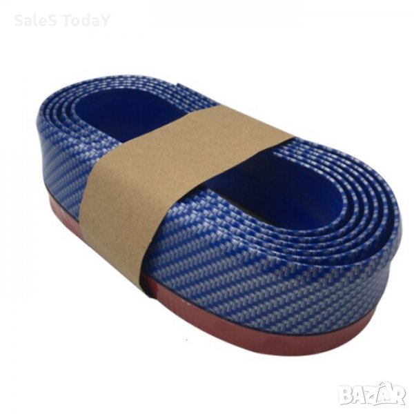 Лип спойлер за прагове и брони, универсален 2,5м., син карбон, снимка 1