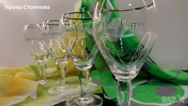 Комплект от 4 кристални чаши Waterford Barware Irish Coffee 1960 година., снимка 1
