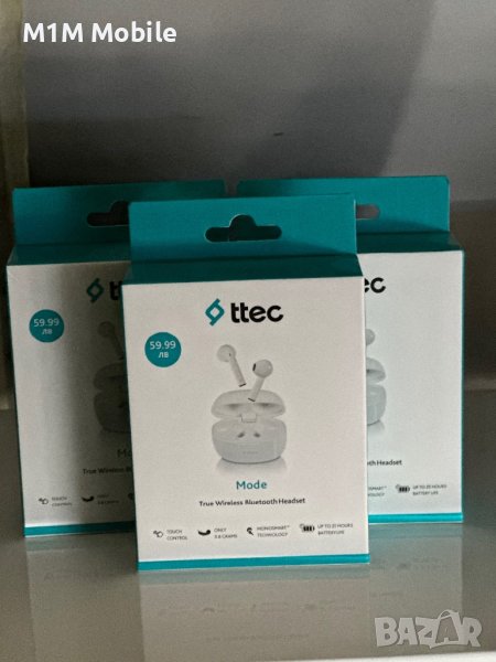 Bluetooth слушалки ttec Mode, TWS, Бели, снимка 1