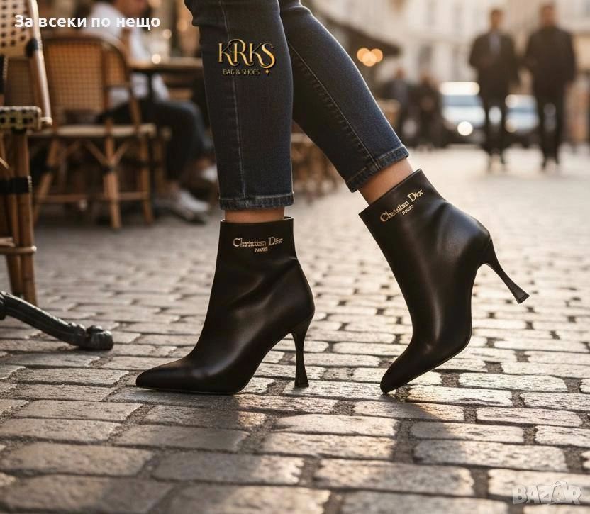 Christian Dior Дамски Черни Кожени Боти На Ток Код SK289, снимка 1