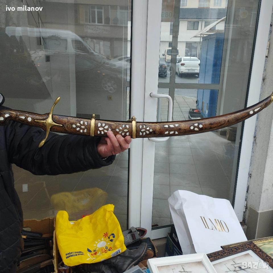 ръчно изработен меч от седеф и мед, снимка 1