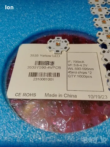 Мощен жълт светодиод с два чипа за мигачите на колите внасяни от САЩ и Канада, снимка 1