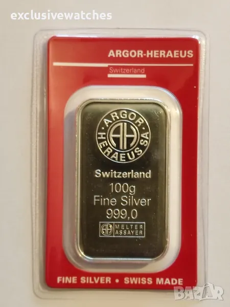 100g сребърно кюлче Argor Heraeus, снимка 1