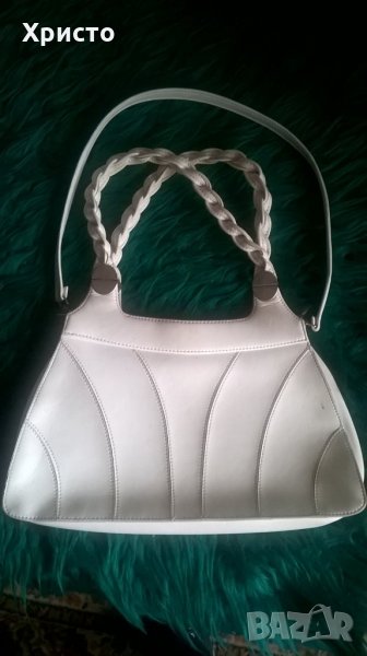 чанта дамска естествена кожа бяла, снимка 1