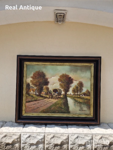 Страхотна голяма майсторска авторска холандска картина масло върху платно , снимка 1