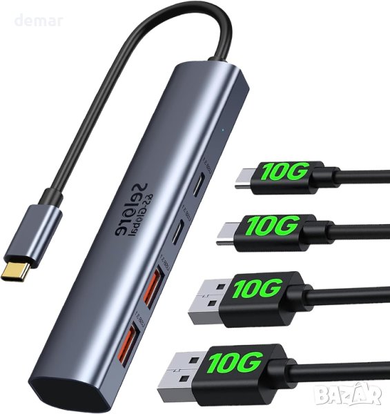 Selore&S-Global USB C Hub 4 порта USB 3.1 A + C, 10G, снимка 1