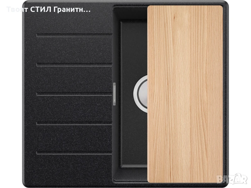 Графит кухненска гранитна мивка Копенхаген 40 Top 550 x 500 мм, снимка 1