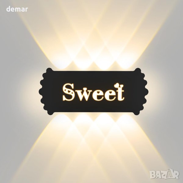 Черен модерен LED стенен аплик "Sweet", 10W, снимка 1