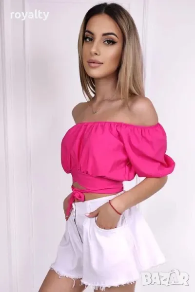 Дамска блуза с къс буфан ръкав Два цвята , снимка 1