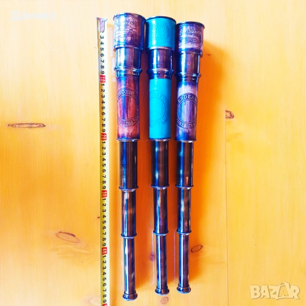 Далекоглед бронзов с античен дизайн обшит със кожа , снимка 1