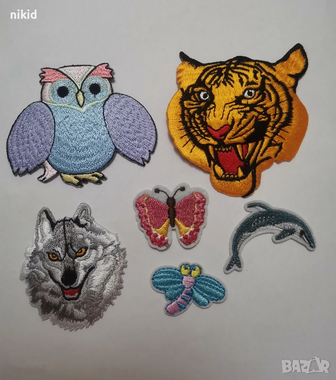 Тигър Вълк пеперуда делфин Бухал емблема апликация бродерия за дреха дрехи самозалепваща се нашивка, снимка 1