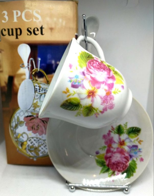 Чаша за кафе с чинийка и лъжичка на стойка, подарък, комплект в Чаши в гр.  Варна - ID27641722 — Bazar.bg