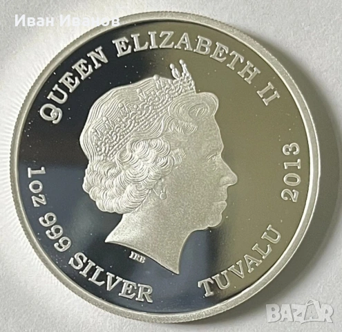Сребърна монета Tuvalu 2013 Phoenix Legend Dollar 1oz PROOF, снимка 2 - Нумизматика и бонистика - 53197788