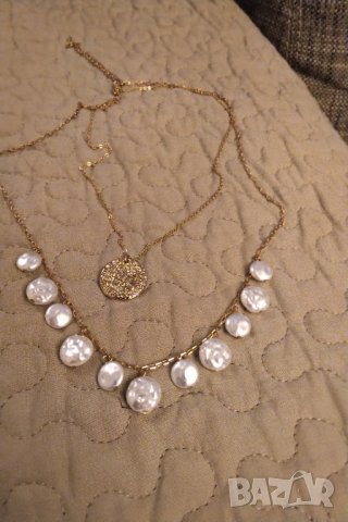  Позлатена сребърна огърлица с естествени перли  разпродажба , снимка 2 - Колиета, медальони, синджири - 33176071