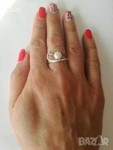 Сребърен пръстен и медальон с перла.Сребро проба 925., снимка 3 - Бижутерийни комплекти - 38520526