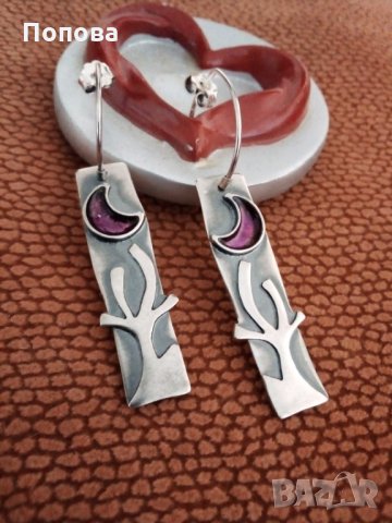  Авторски сребърни масивни обеци, снимка 4 - Обеци - 28288669