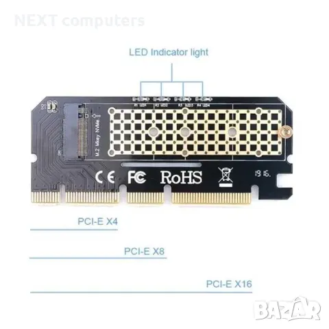 Преходник M.2 (M2) NVMe SSD към PCIE 3.0 X16 + Гаранция, снимка 4 - Други - 47901337