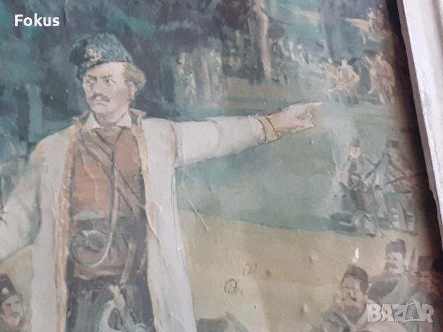 Стара военна литография Капитан Петко войвода - с рамка, снимка 3 - Антикварни и старинни предмети - 53287496