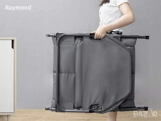 Сгъваемо походно легло с 4 крака и мек матрак, антрацит сиво, снимка 8 - Спални и легла - 50822788