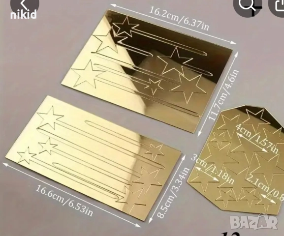 12 бр златни златисти звезди звездички звезда акрилни топери украса декор за торта мъфини кексчета, снимка 5 - Други - 51726745