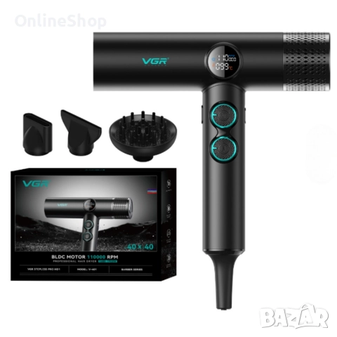 Професионален сешоар VGR с BLDC мотор 110 000 RPM – Йонна технология и дифузер, снимка 16 - Други - 52816266