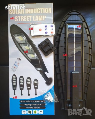 LED соларно улично осветление , силно осветяване + сензор движение + дистанционно 4 режима + стойка , снимка 2 - Лед осветление - 33114291