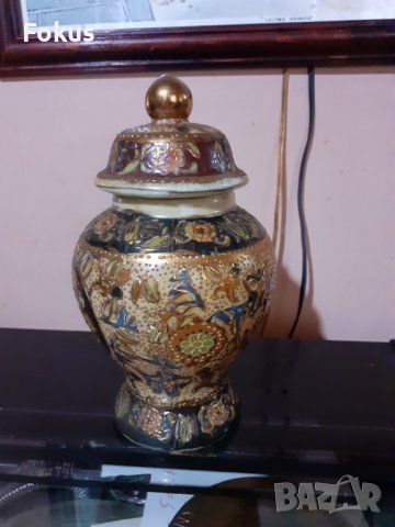 Сатцума Satsuma стара ваза буркан порцелан маркиран, снимка 4 - Антикварни и старинни предмети - 43170995