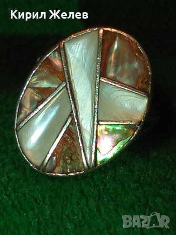 СЕДЕФЕН с ЕМАЙЛ СРЕБЪРЕН АВТОРСКИ ПРЪСТЕН РЪЧНА ИЗРАБОТКА 17252, снимка 5 - Пръстени - 31557179