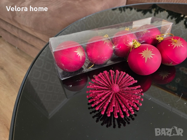 Червен сет от коледни играчки , снимка 2 - Декорация за дома - 52920469