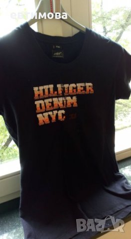 Тишърт Tommy Hilfiger denim, L, с пайети, снимка 2 - Тениски - 33293468