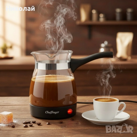 Кафеварка Cheffinger 0,5 л – стъклен съд, 650 W, бутон ON/OFF, снимка 2 - Кафемашини - 53207305