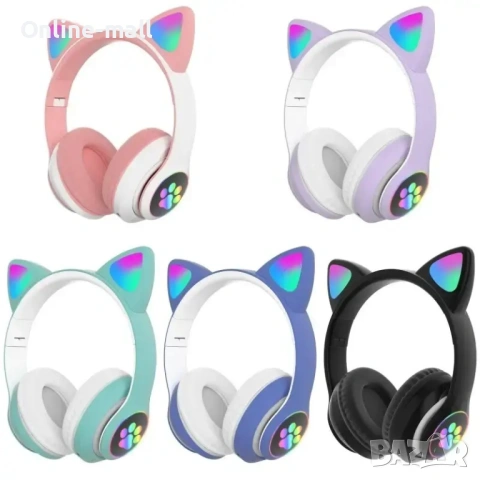 Детски Безжични Слушалки „Котешки Уши“ М2 – RGB LED Светлини, Bluetooth 5.0 и Кристален Звук, снимка 3 - Безжични слушалки - 53244022