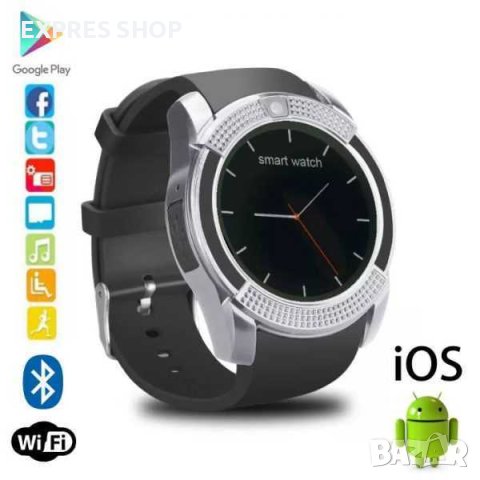 СМАРТ ЧАСОВНИК SMART WATCH V8 С BLUETOOTH, КАМЕРА И SIM КАРТА, снимка 5 - Смарт часовници - 43152926