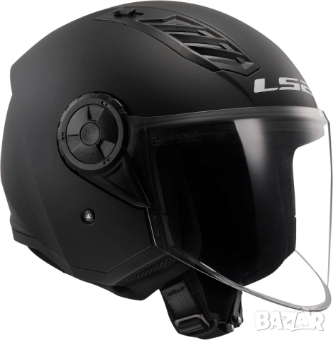 Мото Каска LS2 Open Faced Motorcycle Helmet Airflow II ECE 22.06 L Размер SOLID GLOSS BLACK-06 Черна, снимка 2 - Спортна екипировка - 52042139