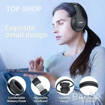 Безжични Bluetooth слушалки Uliptz, 65 часа възпроизвеждане, 3 EQ режима на звука, HiFi, снимка 3 - Слушалки за компютър - 48791948