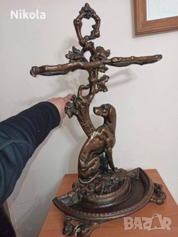 Викторианска чугунена стойка за чадъри с хрътка. Период 1920-1929, снимка 7 - Антикварни и старинни предмети - 52011672